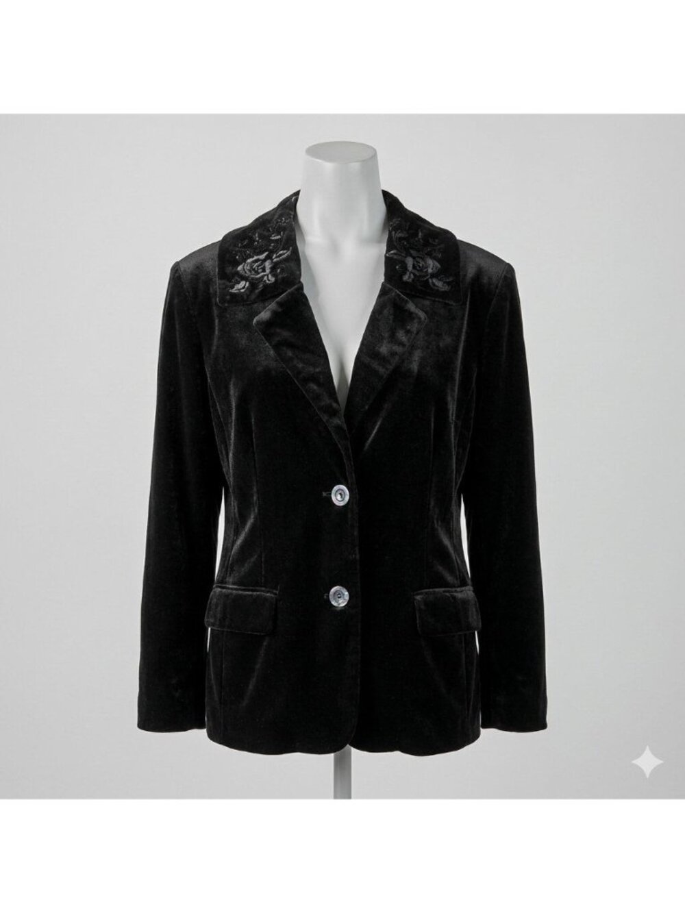 VTG White Stag Black Velvet Embroidered Blazer L